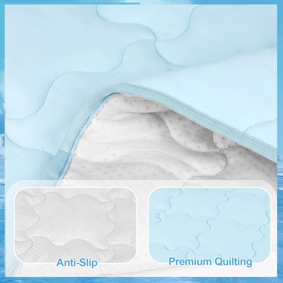 Dog Cooling Mat 30X48In Blue Q-MAX>0.5 Non-Slip Self-Cooling