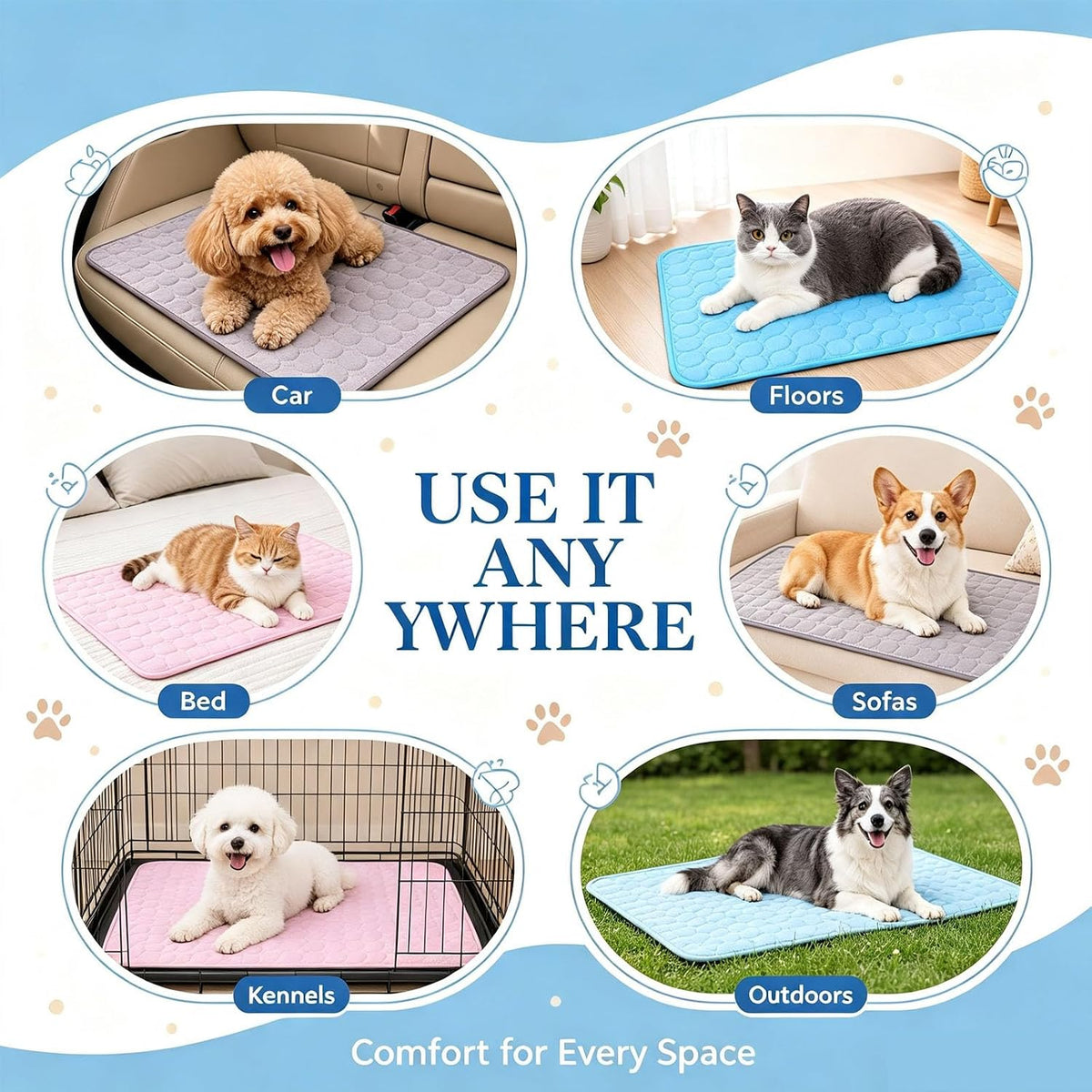 Cooling Mat for Dogs,Portable & Durable Cooling Pad for Dog(Blue,Xl)