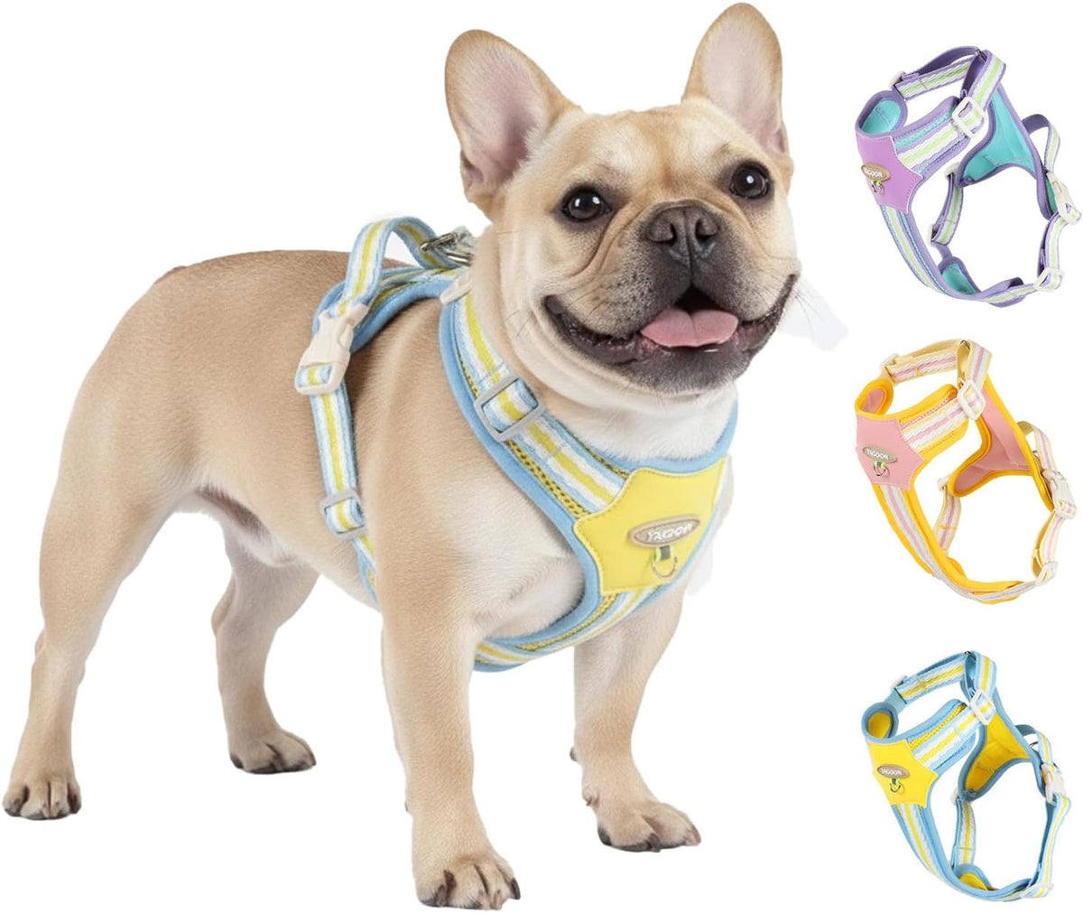 XL Outdoor Yellow Dog Cat Harness, No Choke Adjustable Outdoor Vest with Padded Back Safety Handle for Active Pets French Bulldog, No-Pull Puppy Walking Gear for Dachshund Doggy, X-Large