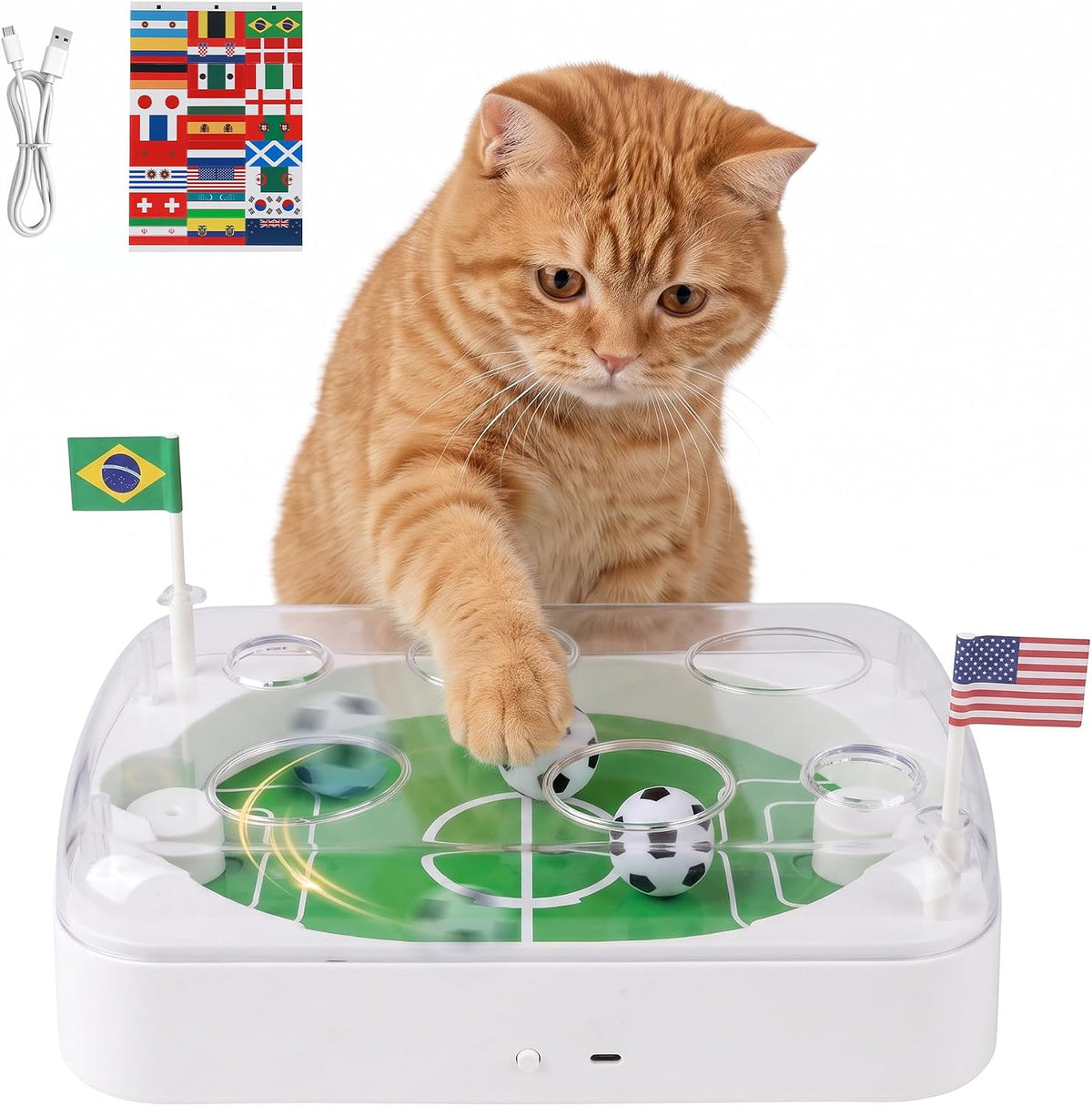 Petprime Interactive Cat Toys for Indoor Cats,Automatic Motion Activated Hunting Soccer Ball Game,Usb Rechargeable,Mental Stimulation & Exercise,Durable Pet Toy for Boredom & Energetic Play