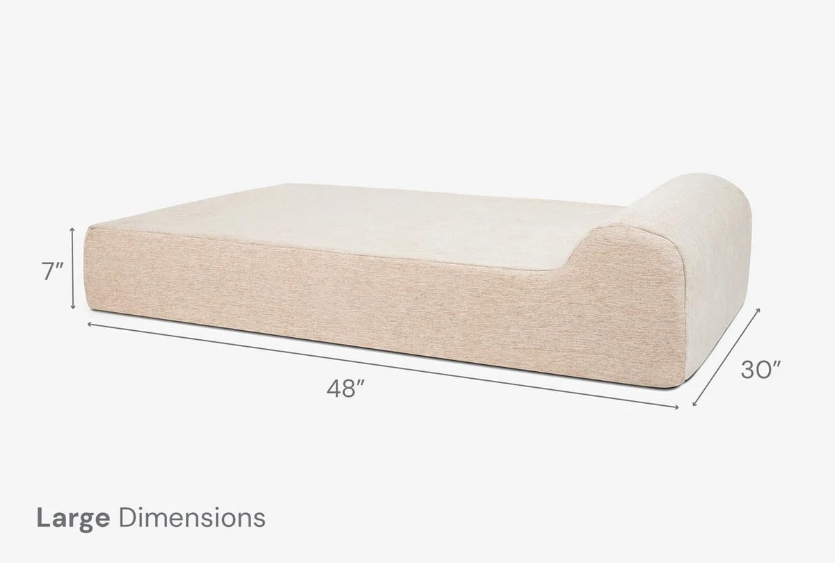 Barker Beds Large Orthopedic Dog Bed - 7" Pillow Top with Headrest - 50-70 Lbs - Memory Foam for Joint Pain & Arthritis - Washable - 48"X30"X7" - Driftwood Linen