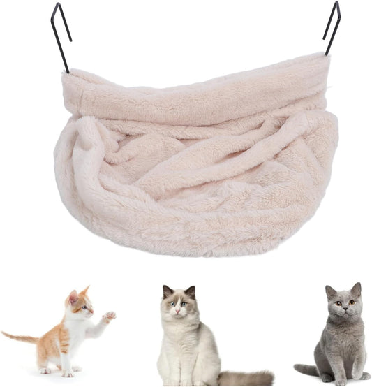 Hanging Cat Bed, Cozy Plush Hammock Cradle for Indoor Cats, Beige 1 Pack