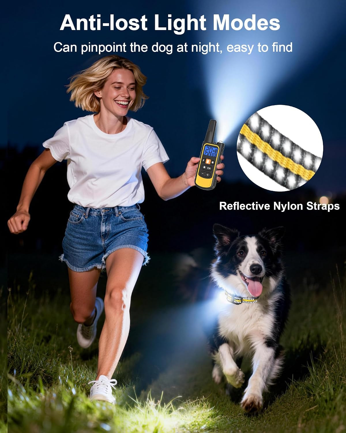 Dog Shock Collar with Remote Control for Small Medium Large Dogs, 3300FT Waterproof Rechargeable Dog Training Collar with 20 Adjustable Shock & Vibration Levels, Beep, LED Light & Safety Lock