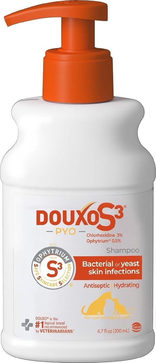Douxo S3 PYO Medicated Dog Shampoo with 3% Chlorhexidine for Dogs – Antibacterial & Antiseptic Yeast Infection Treatment for Dogs & Cats, Clinically Proven, 6.7 Fl Oz
