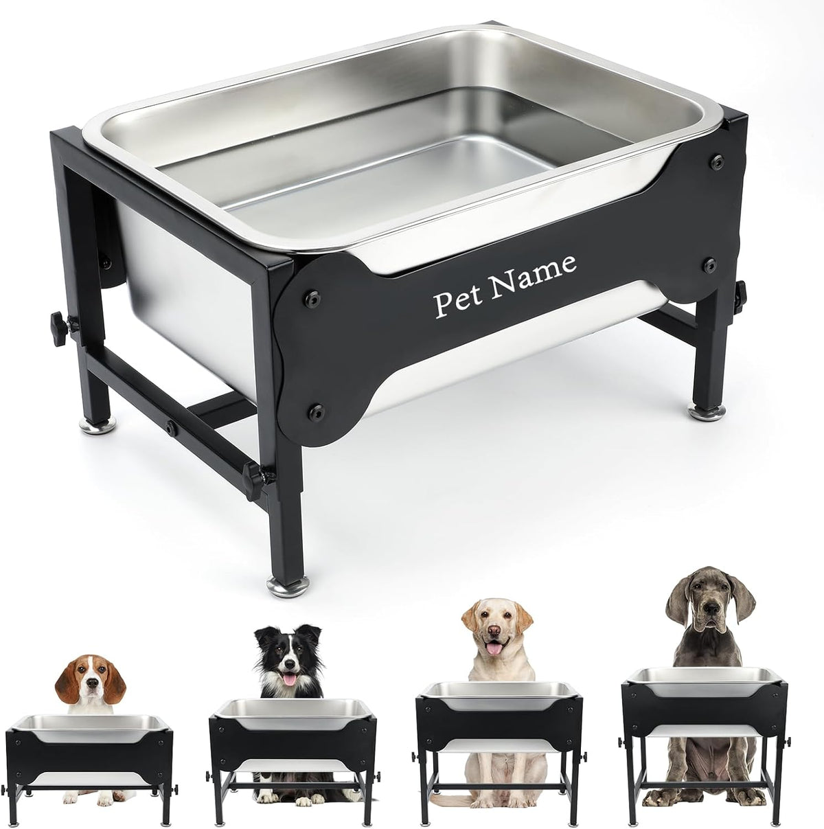 4 Gallon Elevated Dog Water Bowl, 4-Height Stand for Large Dogs