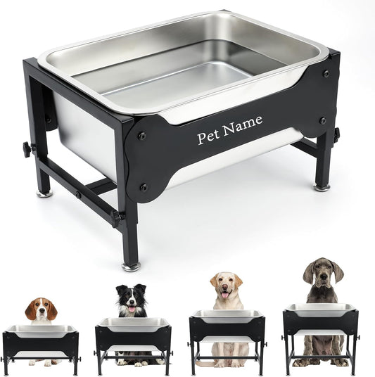 4 Gallon Elevated Dog Water Bowl, 4-Height Stand for Large Dogs