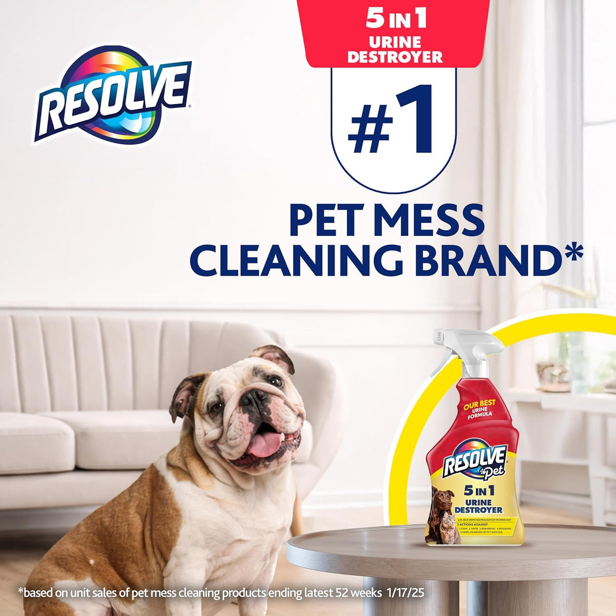 Resolve® 5-In-1 Urine Destroyer Carpet Cleaner Spray, Pet Stains, 22Oz