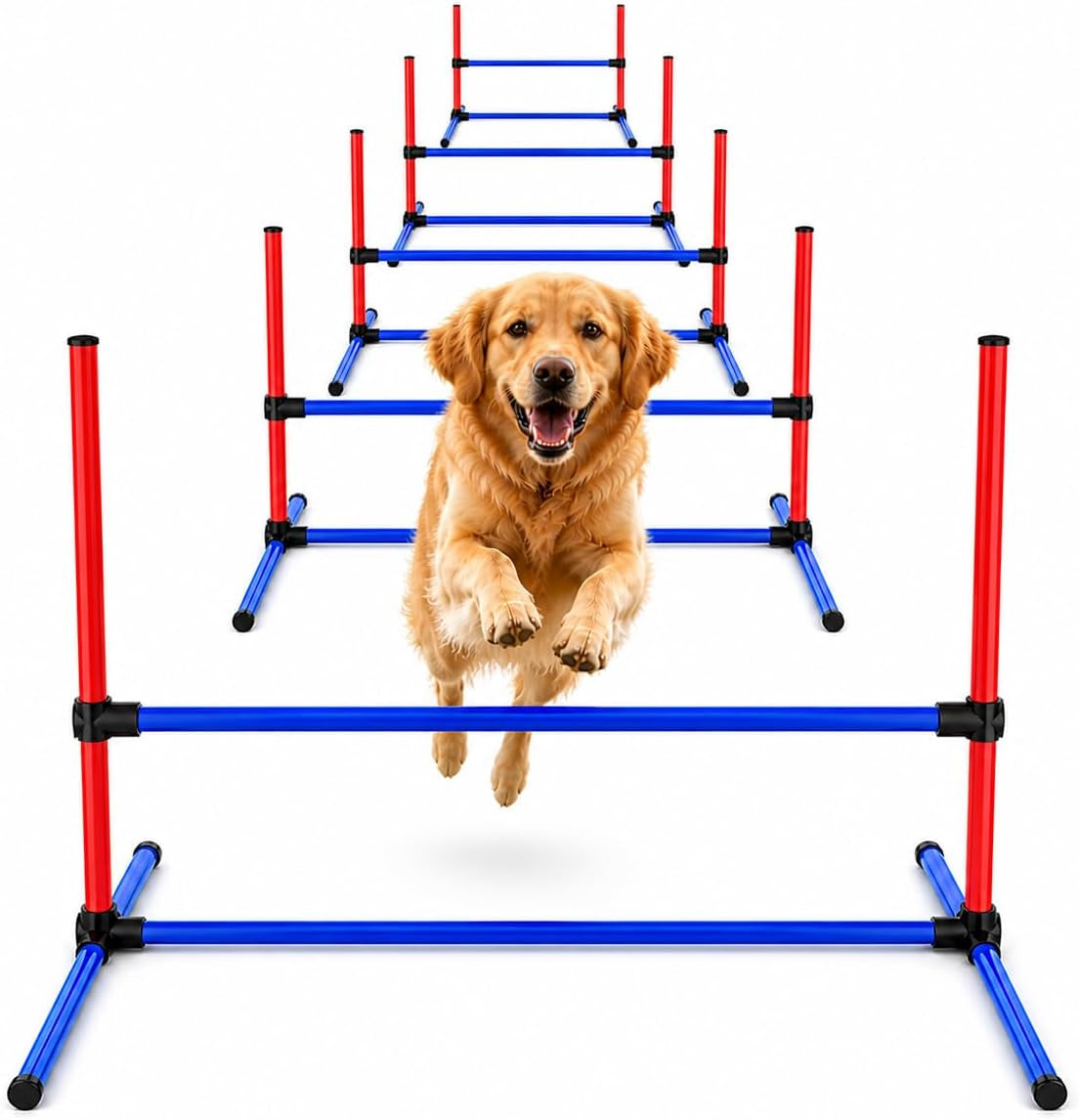 Dog Agility Training Equipment Set, Adjustable Jump Bars, 6 Piece