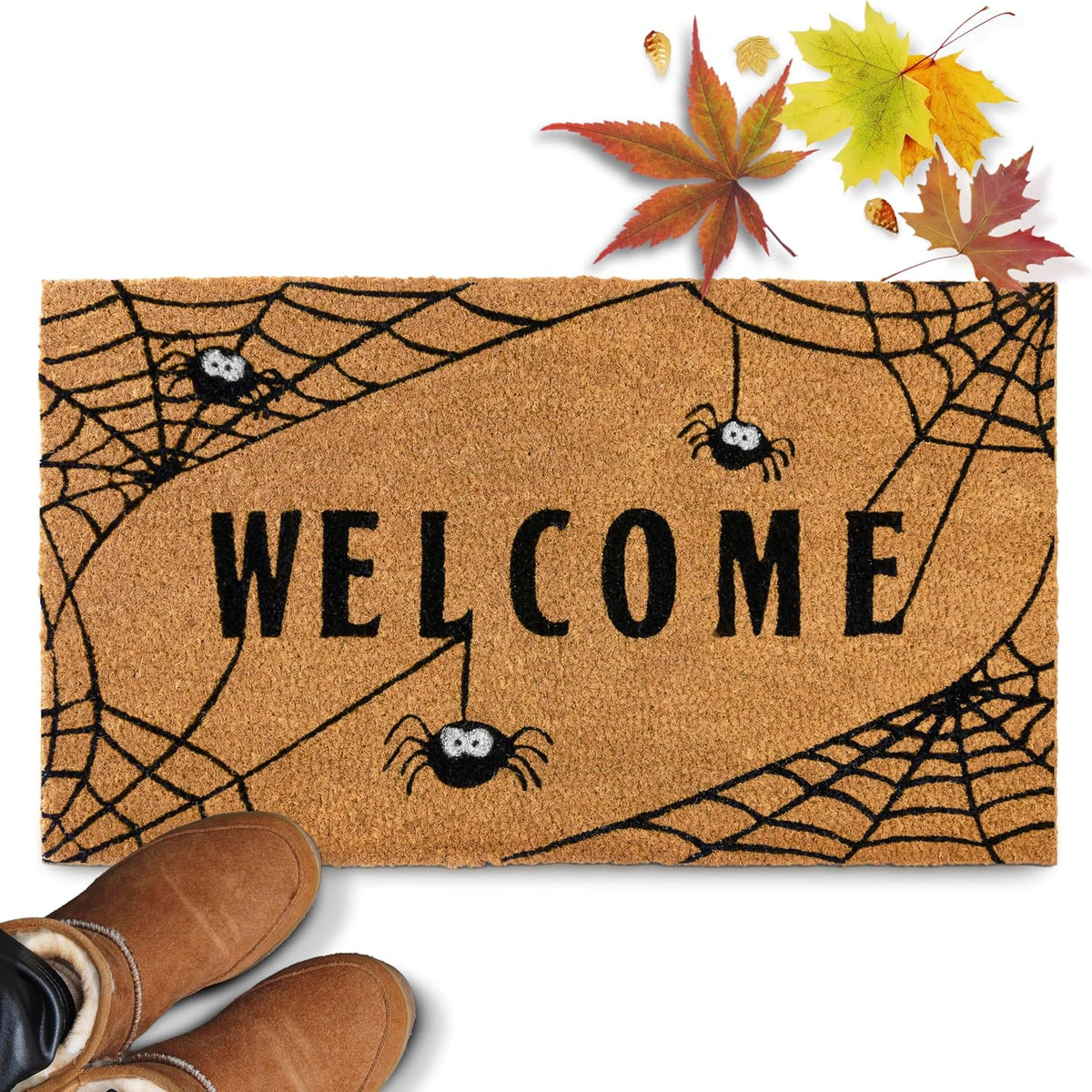 Spiderweb Doormat 30X17 Inch Spider Web Welcome Mat Halloween Coir Door Mat