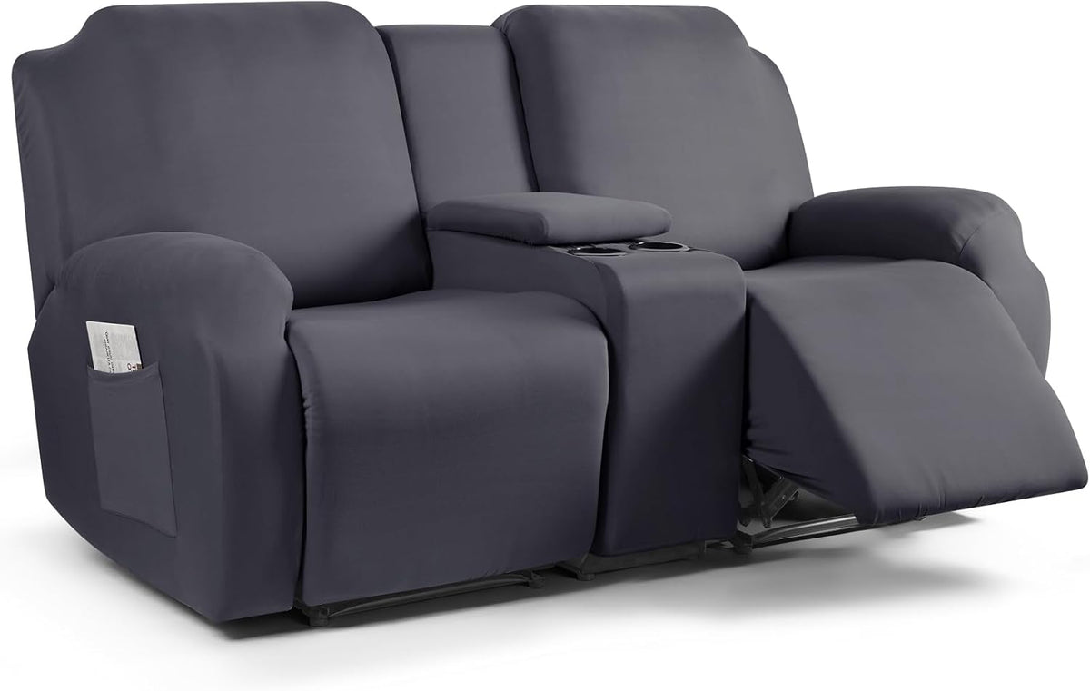 TAOCOCO Reclining Loveseat with Console Slipcover, 2 Seat Recliner Cover