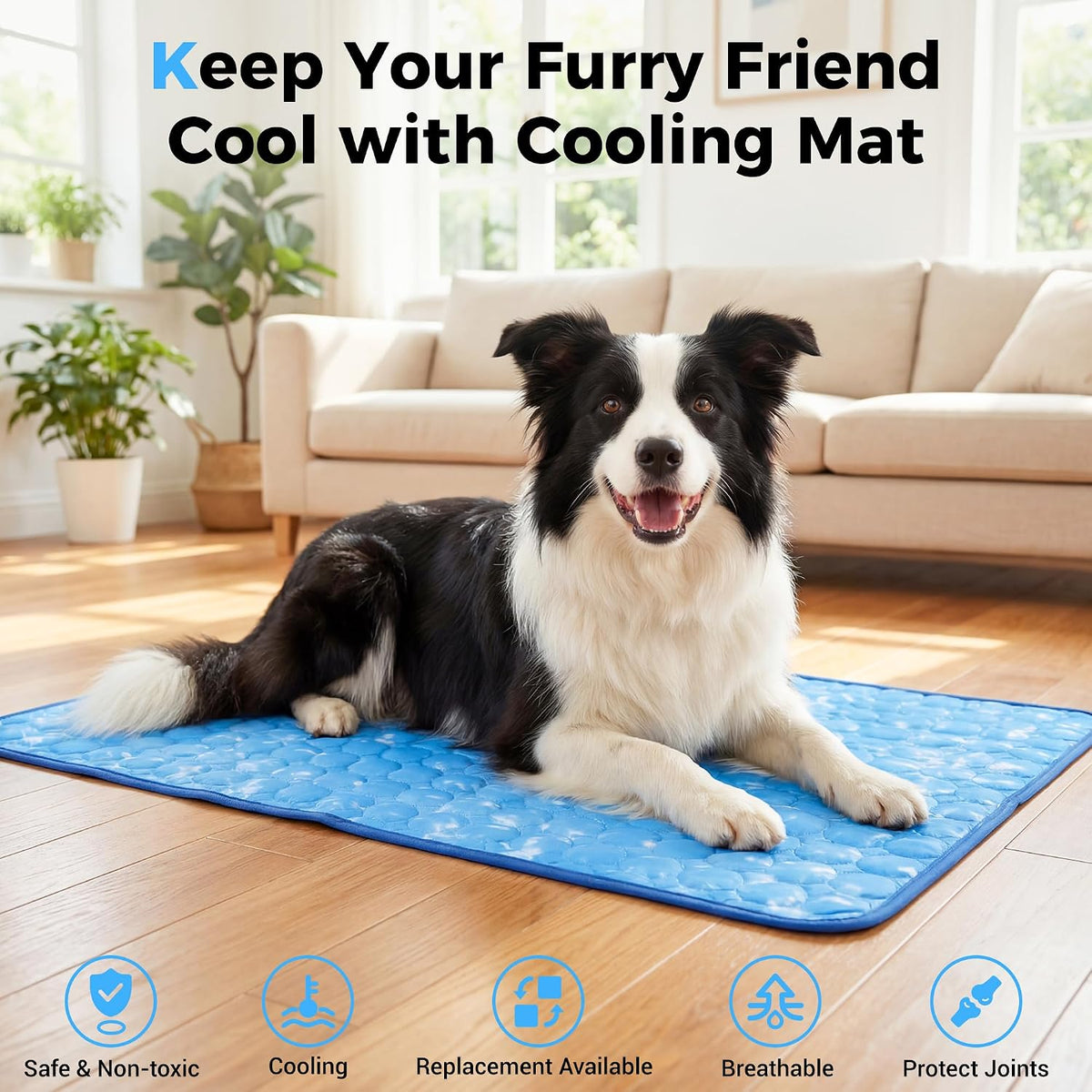 Dog Cooling Mat, 55''X40''Arc-Chill Cooling Fiber Self-Cooling Pad for Dogs - Washable Non-Toxic Summer Pet Mat, Non-Slip Foldable Portable Soft Pad for Indoor Outdoor/Kennel Bed Sofa Floor Car