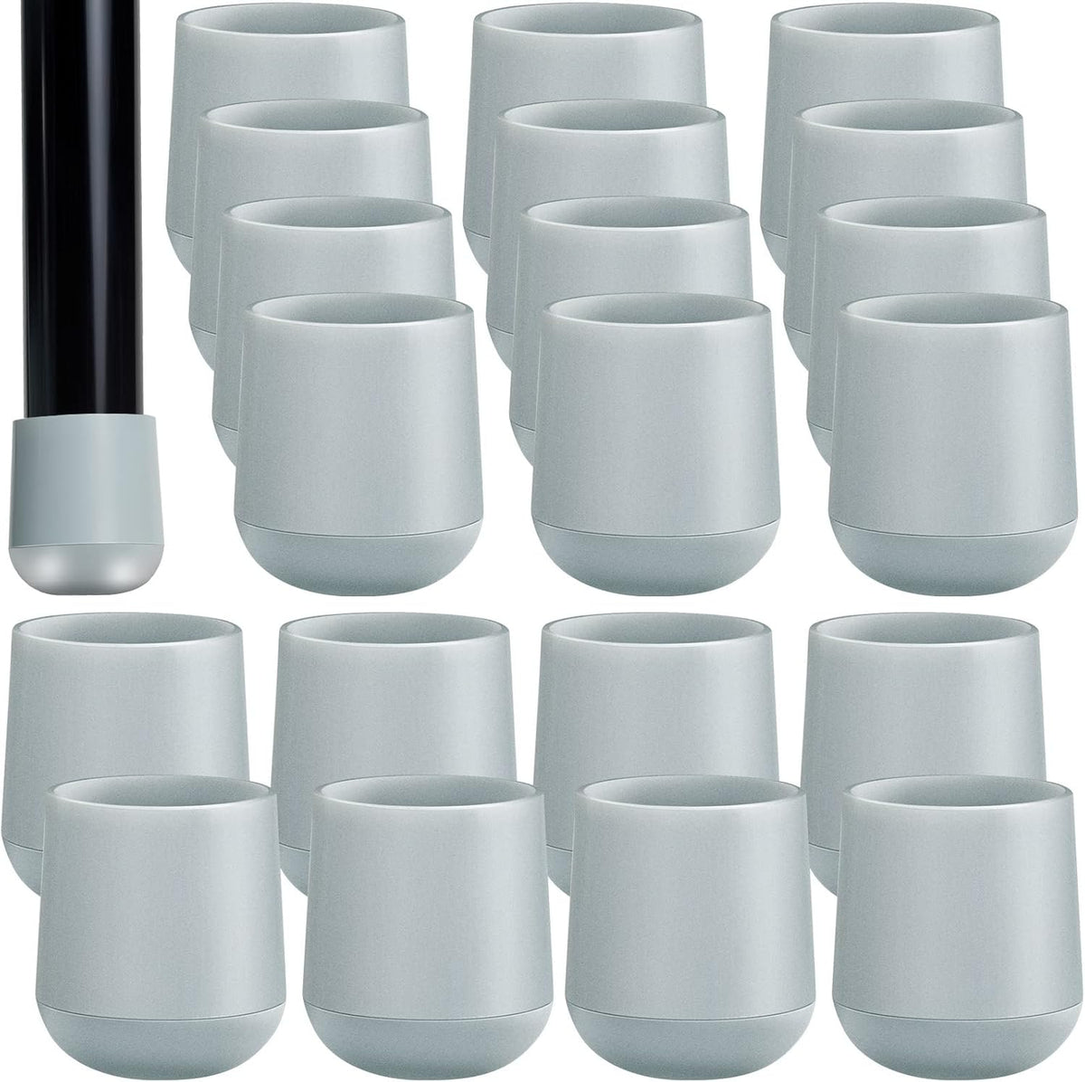 Yulejo 20 Pcs Folding Chair Leg Caps 7/8 Inch, Heavy Duty Plastic, Gray