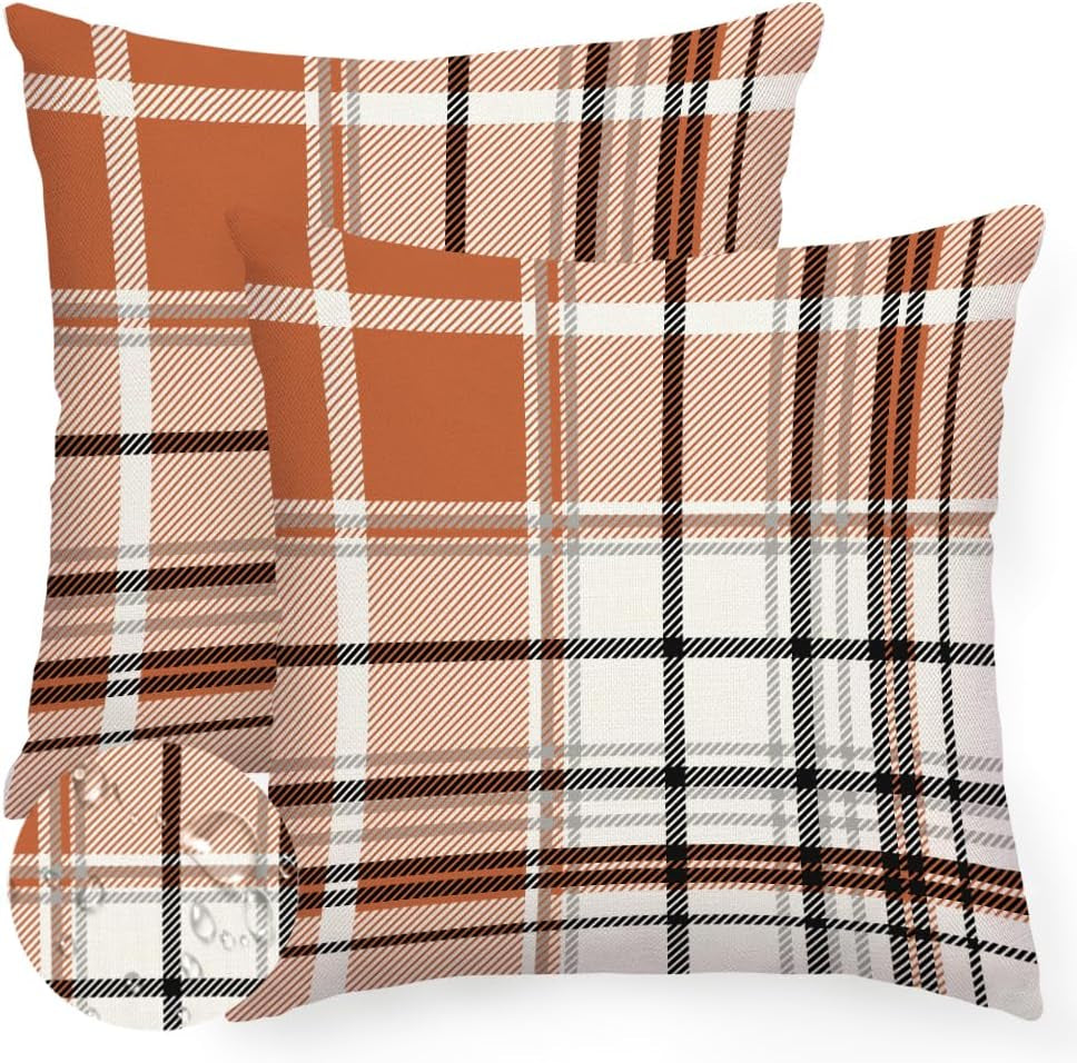 RABUSOFA Fall Pillow Covers 18X18 Tartan Plaid Fall Decorations for Home