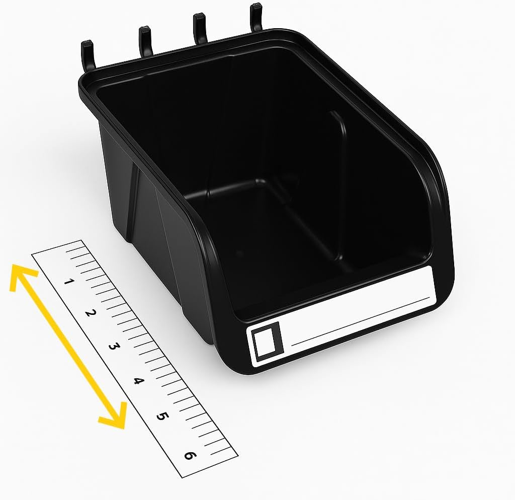 Black Pegboard Bins – 12 Pack Small and Large Part Storage Garage Organizer