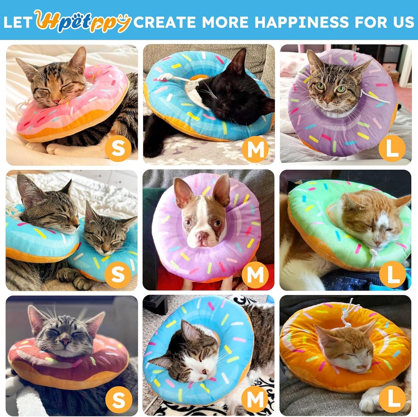 Hpetppy Cat Cone Collar Soft, Cat Recovery Collar for Wound Healing Cute Donut Adjustable Kitten Cones to Stop Licking Comfortable Lightweight Neck Elizabethan Collars for Cats Kittens after Surgery