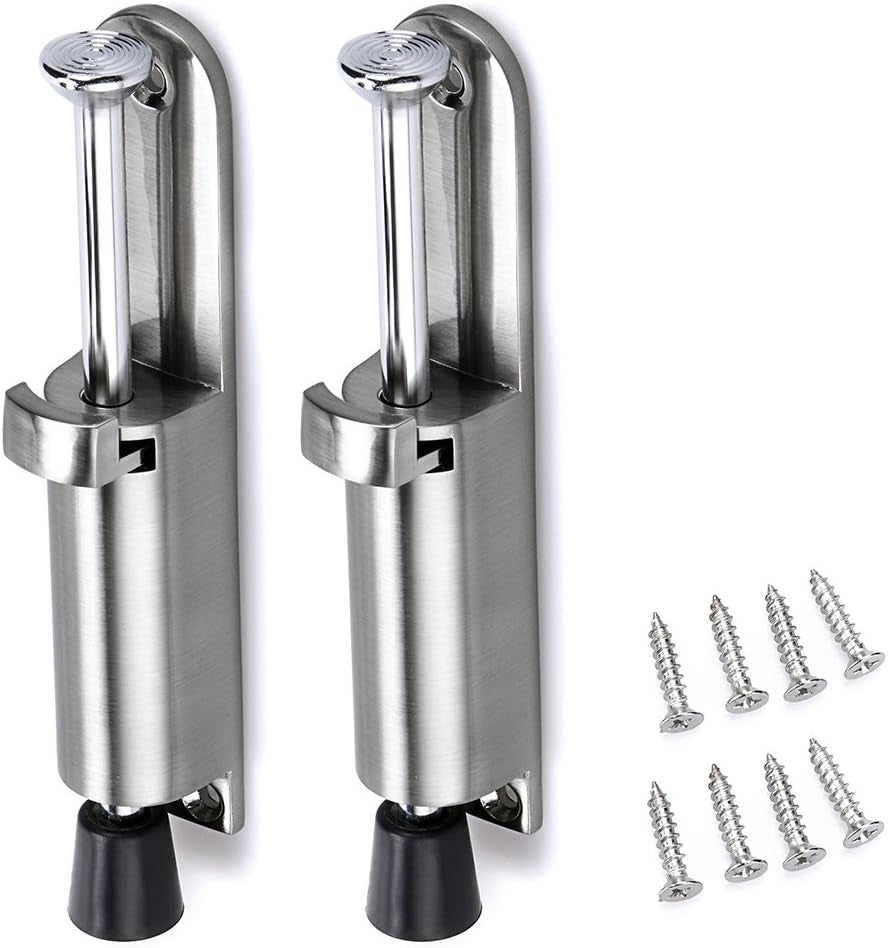 Sumnacon Kickdown Door Stops, Stainless Steel Easy Step Door Stopper, Spring Loaded Telescopic Step On/Off Door Stopper, Adjustable Heavy Duty Door Locks Holder Stop/Release by Foot, Silver