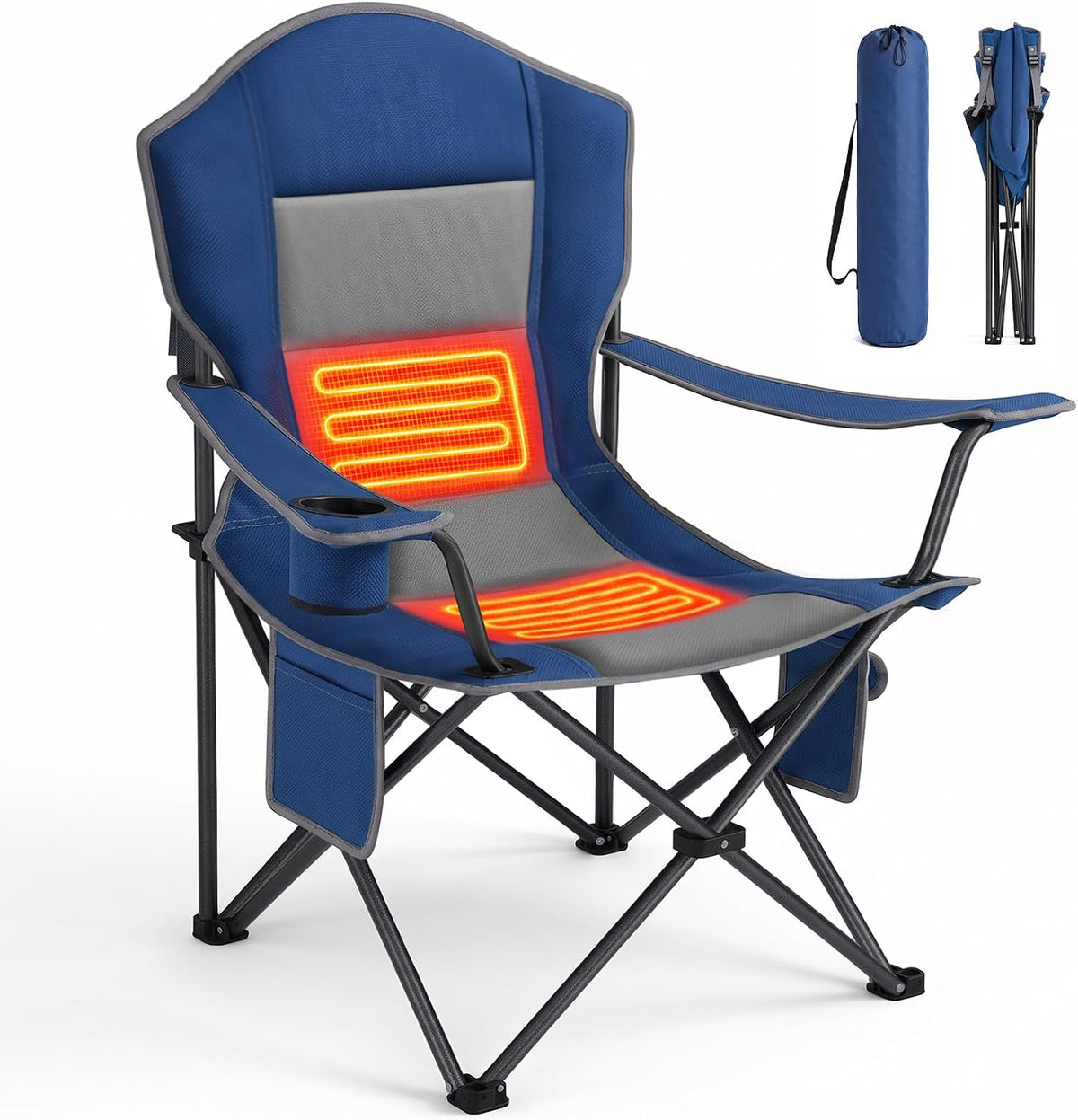 DUMOS Heated Camping Chair for Adults, Folding Chair for Outside