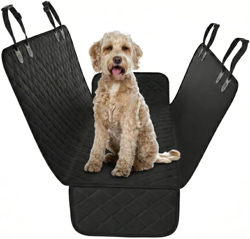 Active Pets Black Standard Dog Car Hammock Back Seat Cover, Waterproof Backseat Cover Protector for Truck Bench Rear of Sedans or Suvs, Essential Pet Supplies Vacuum or Wipe Clean, Machine Washable