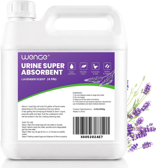 Wenge Urine Super Absorbent Solidifier 4.5LB, Pee Powder Gel & Urinal Deodorizer, Portable Toilet Powder for Camping Toilets, Bedpans, Pet Loo, RV, Emergency Kits, Odor Neutralizer
