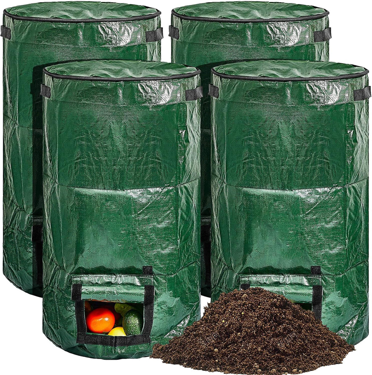 Ctosree 4 Pack 34 Gallon Compost Bins Outdoor Reusable Yard Waste Lawn Bags