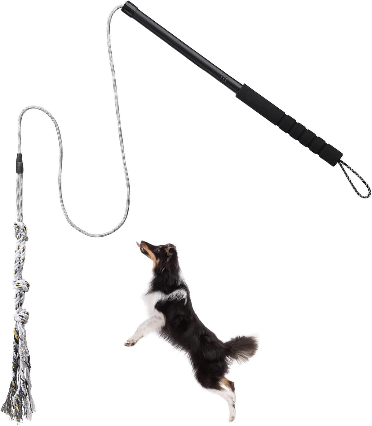 Flirt Pole for Small Medium Dogs,Interactive Chase and Tug of War Outdoor Dog Toys,Heavy Duty Dog Teaser Wand Chase Toys with Rope,Durable Flirt Stick Pole for Dogs outside Agility Exercise & Training