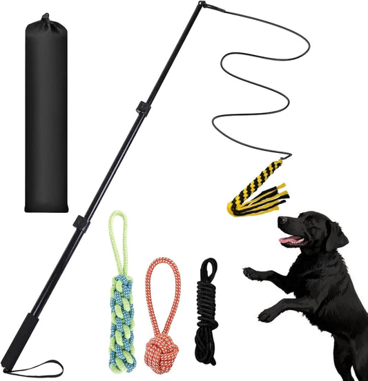 Flirt Pole for Dogs Heavy Duty,Extendable Dog Flirt Pole for Large/Medium/Small Dogs,Interactive Dog Toys Outdoor Exercise & Training