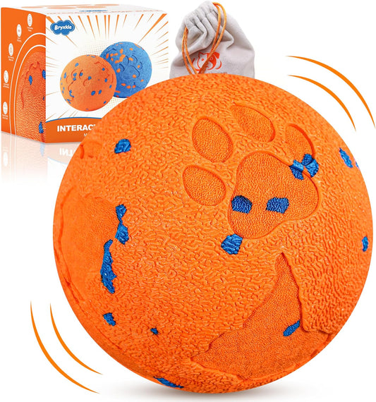Interactive Dog Ball for Large Dogs, Self Moving Toy with Bouncing & Vibrating, 3.1" Chew-Resistant E-TPU, Indestructible, IPX7 Waterproof, Low Noise, Gift Bag,Orange