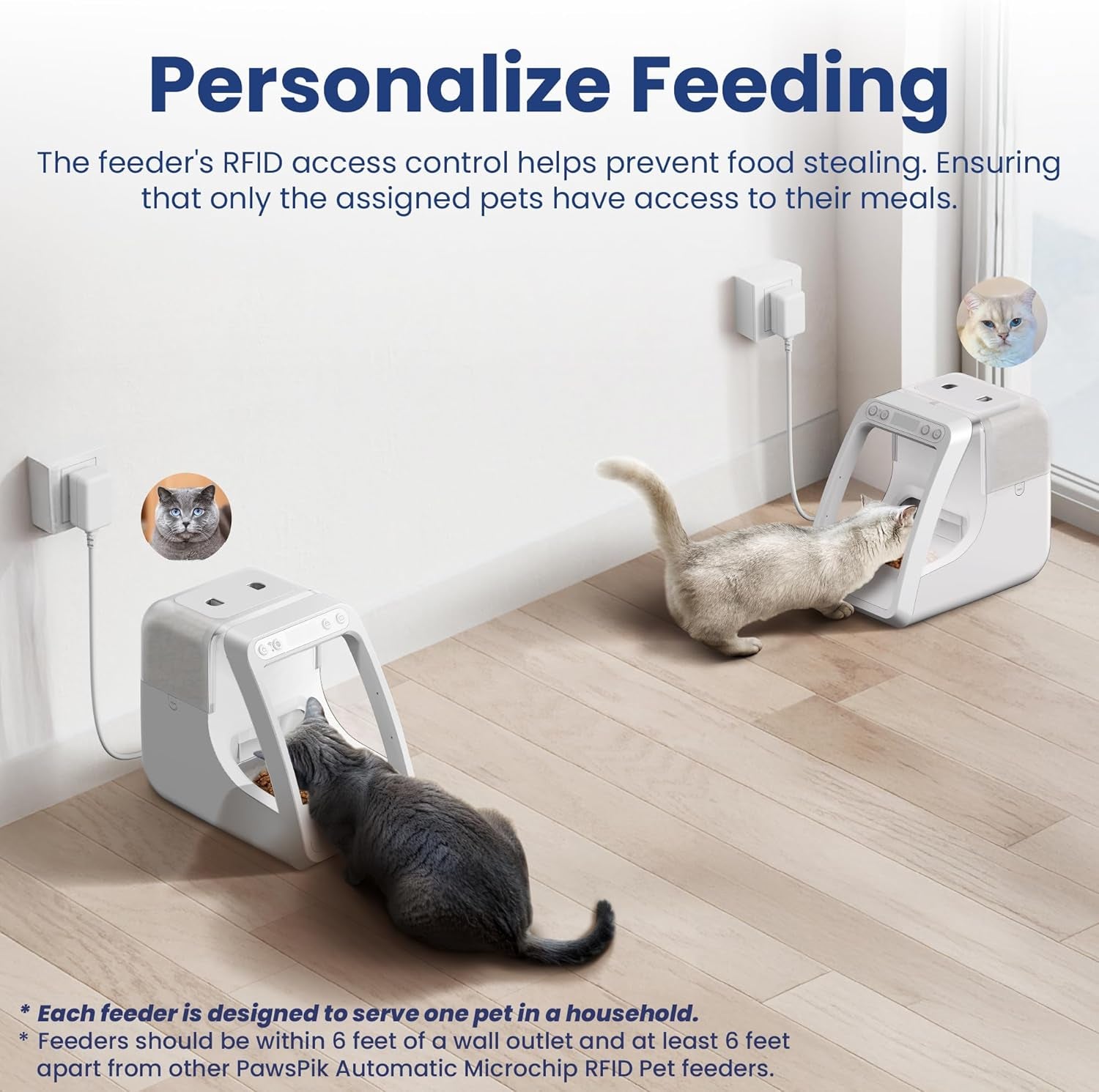 Pawspik Automatic Microchip RFID Cat Feeder,16-Cup, ISO Microchip & Pawspik RFID Tag Compatible, App Control, Portion Control