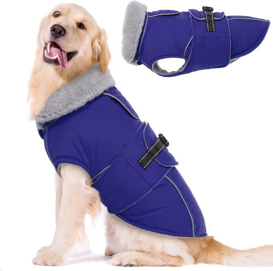 Dog Coat Reflective Waterproof Fleece Vest with Adjustable Buckle