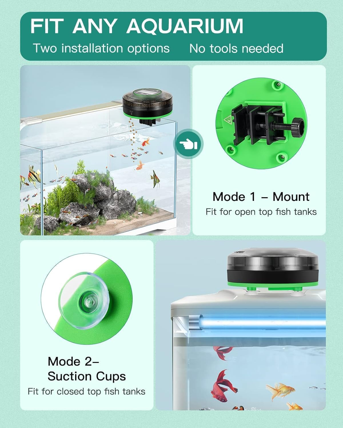 Automatic Fish Feeder for Aquarium - Moisture-Proof and Precision Feeding Betta Vacation Feeder, USB Rechargeable Auto Fish Food Dispenser with Timer,Lcd Display