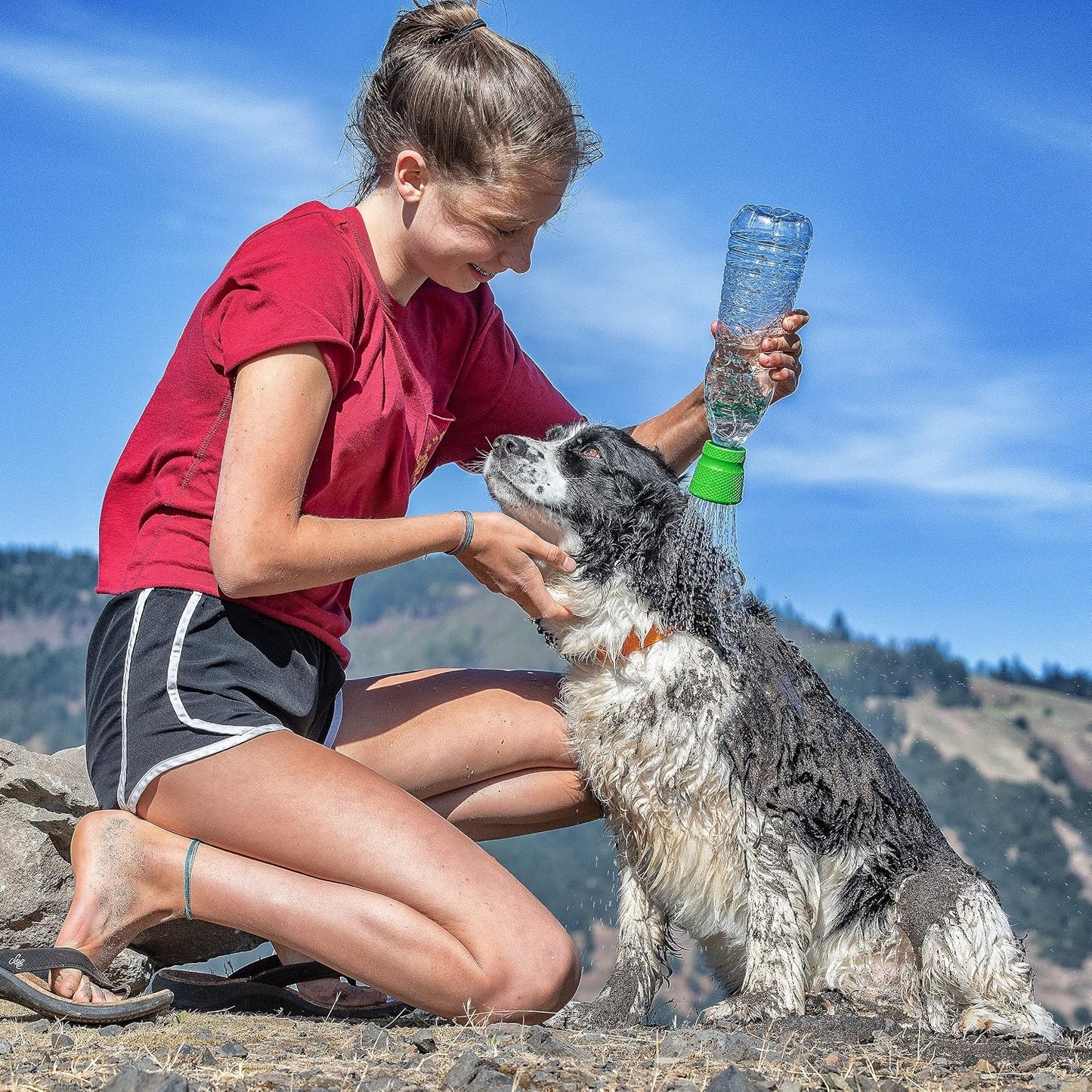 Kurgo Mud Dog Travel Shower | Turns Any Bottle into a Portable Shower, Food-Grade Silicone Sprayer, Dishwasher Safe, for Camping & Hikes, Fits 16 Oz - 2L