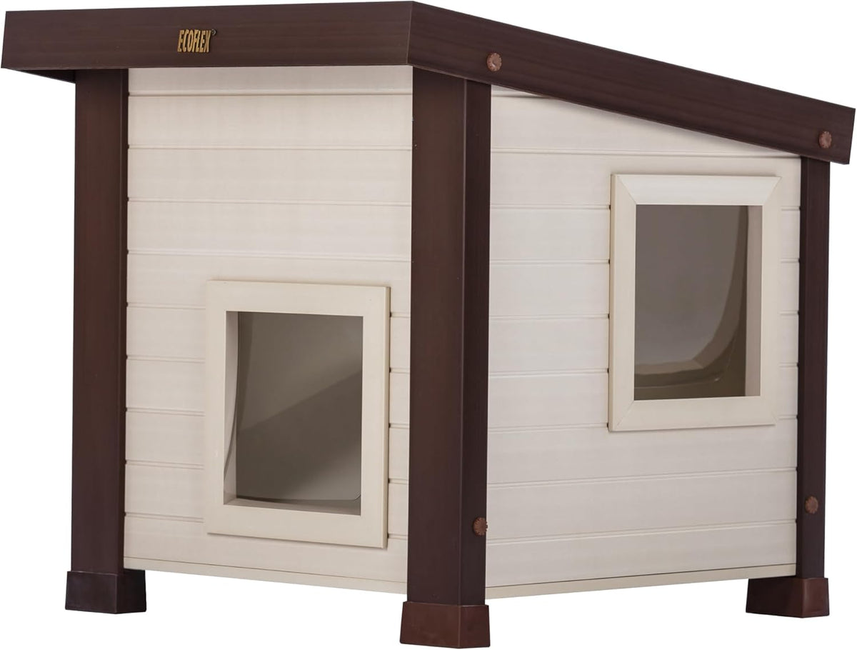 New Age Pet® ECOFLEX® Albany Outdoor Cat House, Maple/Brown