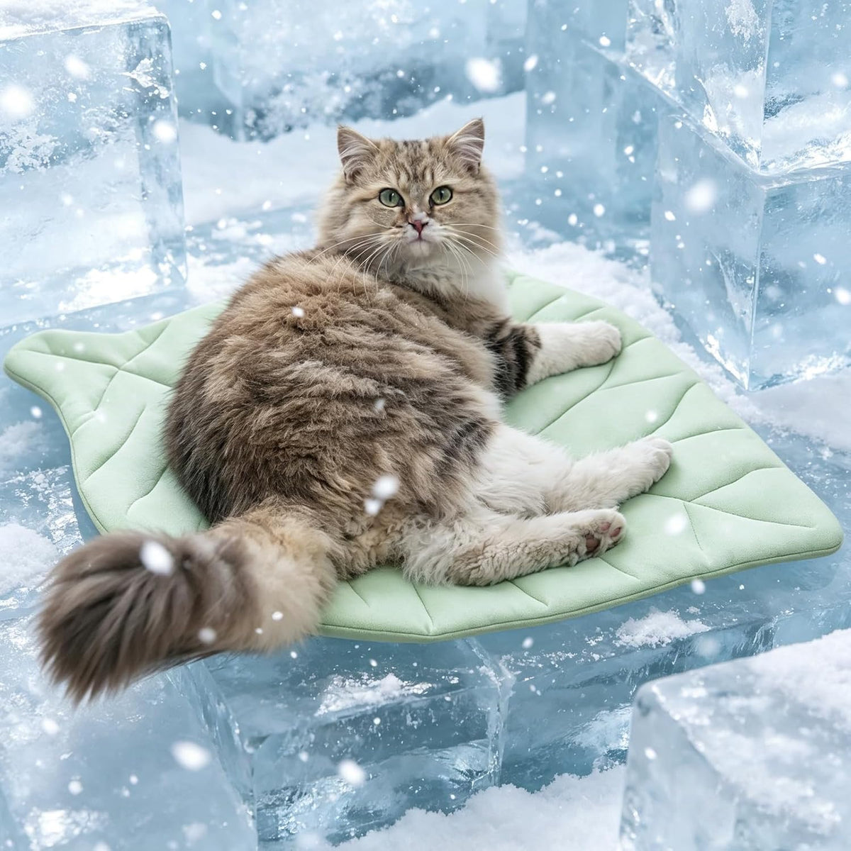 Cat Cooling Mat Cat Leaf Bed Mat Comfortable Soft Fabric Breathable Cozy for All Seasons 26.5"X20.5" Ideal for Cats Small Pets