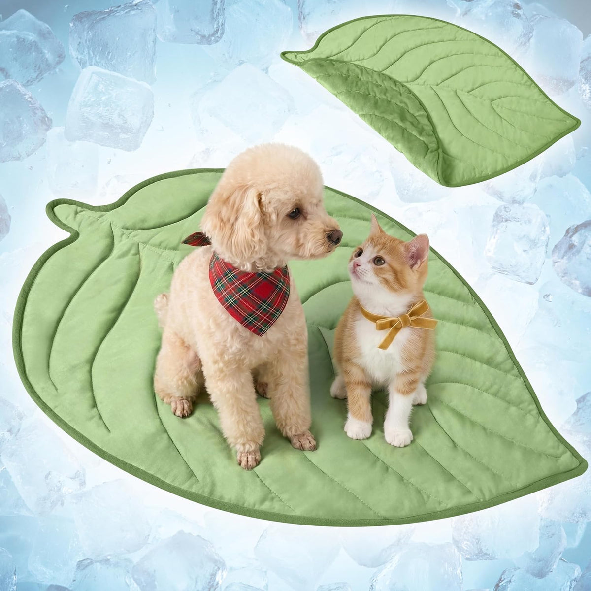 Petami Dog Cooling Mat Reversible Fleece Blanket for Pet Cat, S 32X39 Green