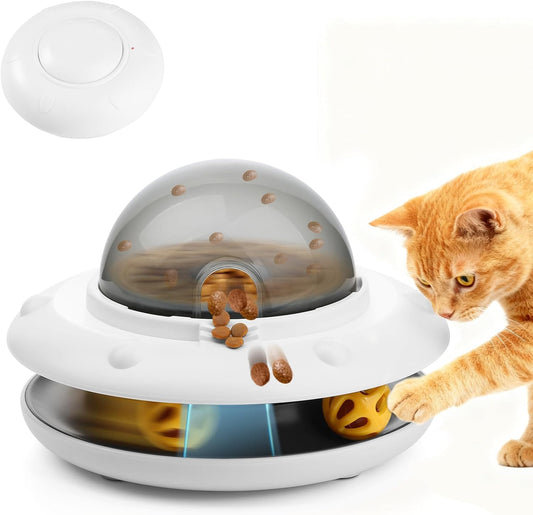 Interactive Cat Toys for Indoor Cats, Automatic Treat Puzzle Feeder,Kitten Toy,Slow Feeder for Digestion,Chase Track with Ball for All Breeds