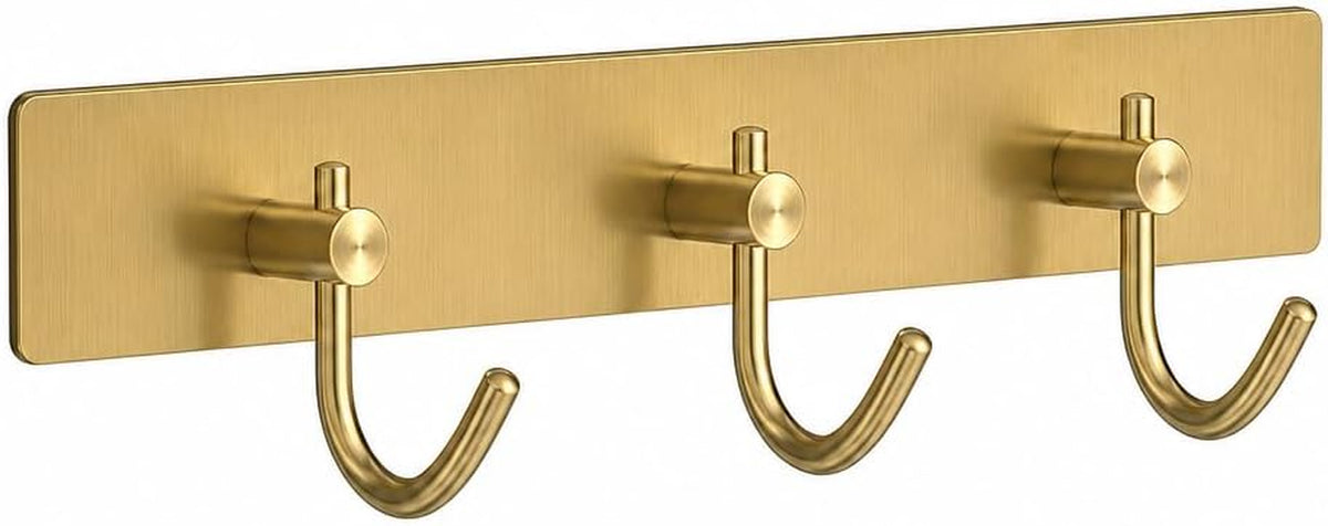 Snailhouse Key Holder for Wall, Small No Drill Adhesive Cute Wall Mount Key Hooks Rack Hanger Shelf with 3 Key Hooks for Entryway Doorway Hallway, Gold