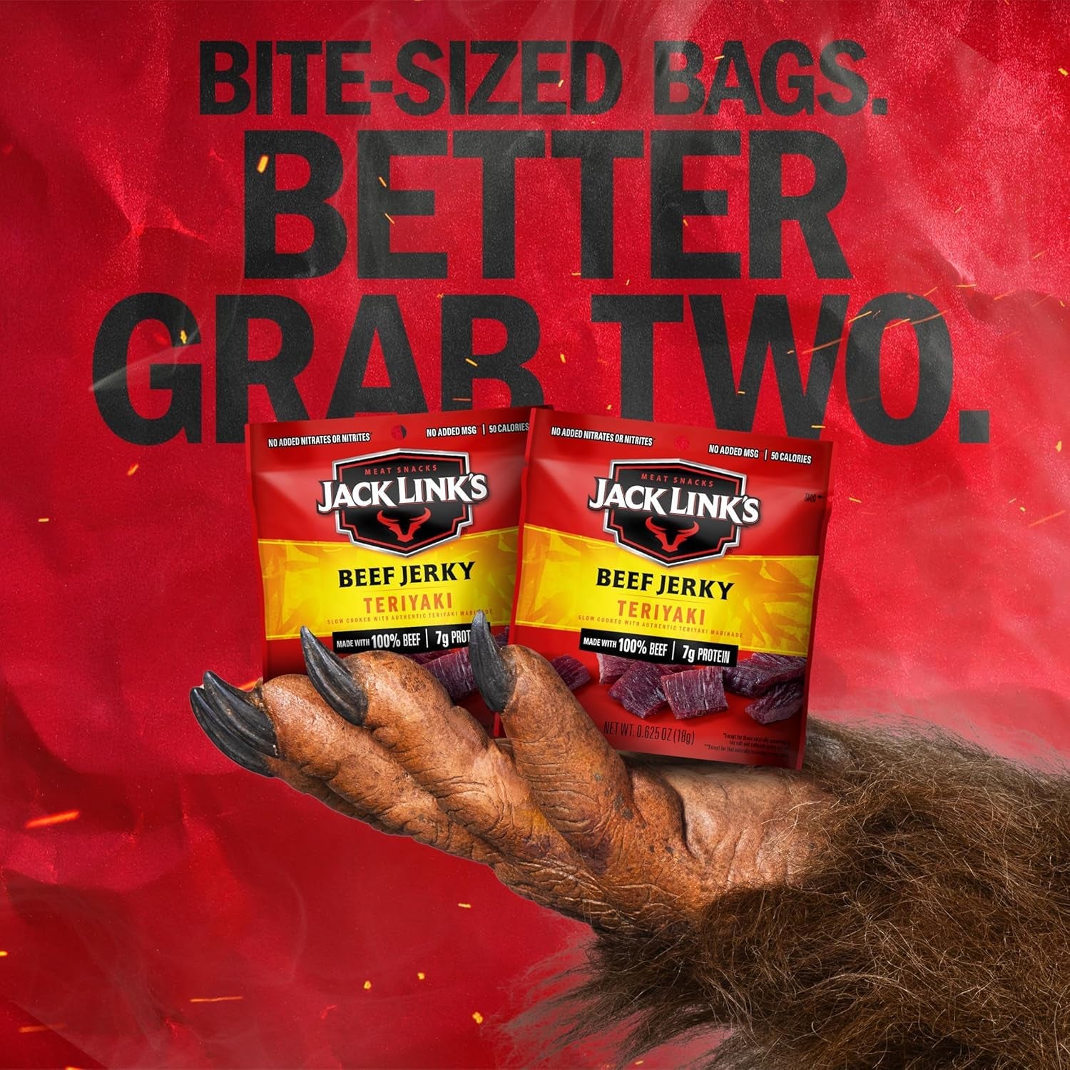 Jack Link'S Teriyaki Beef Jerky Multipack - (20 Pack) 0.625 Oz Bags - Ready to Eat Real Meat Protein Snacks - 7G Protein per Serving - Made with 100% Real Beef
