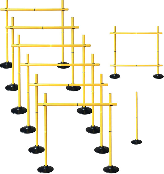 Adjustable Agility Hurdles, Soccer Training Poles, Dog Agility Jumps and Weave Equipment for Indoor and Outdoor Use