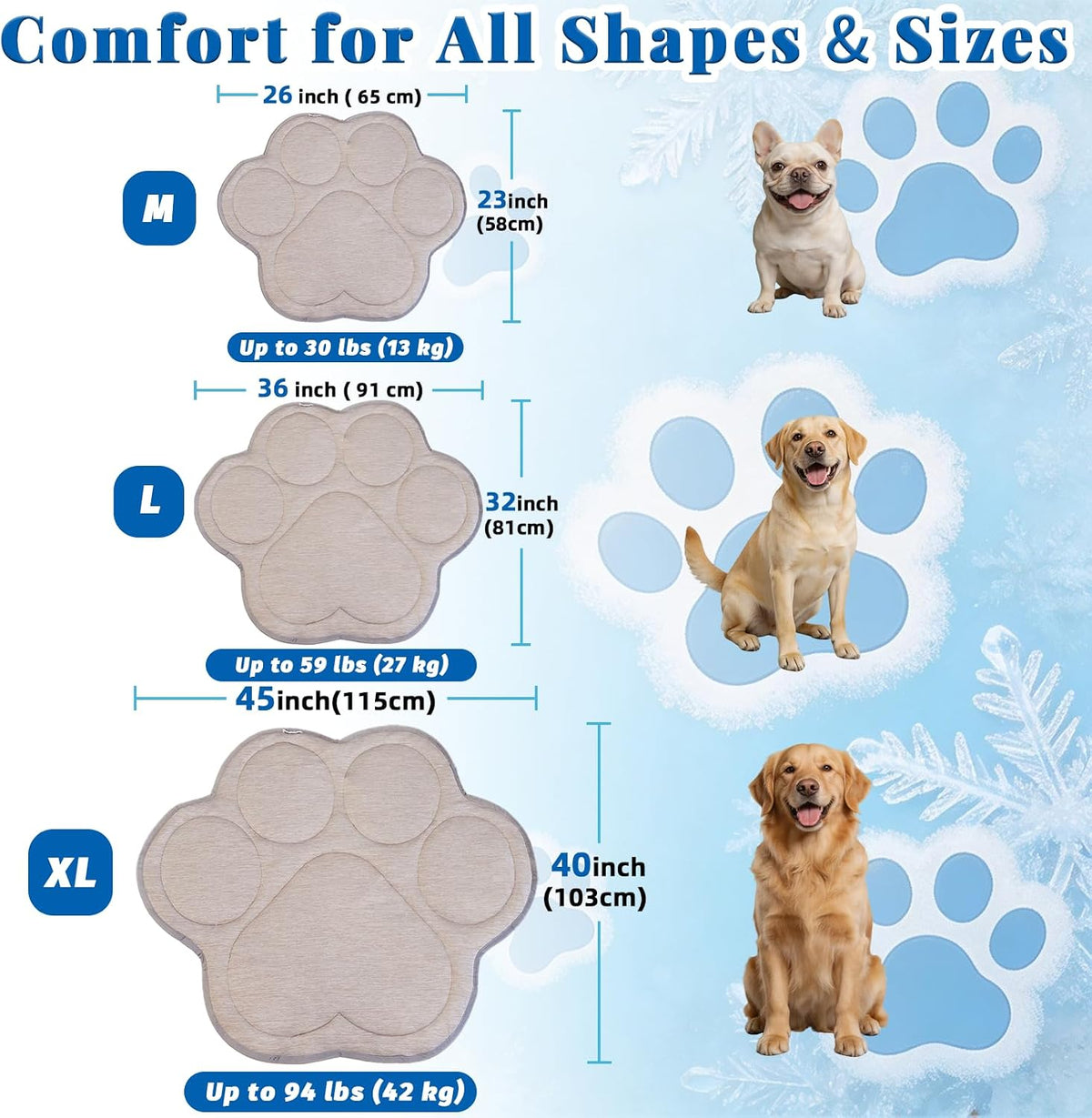 Dog Cooling Mat, Q-Max>0.46 Instant Cool Pad for Dogs, Reversible 4-Layer Thick Pet Cooling Pad, Machine Washable,For Crate, Car, Indoor & Outdoor Summer（Large-26 L X 23" W)