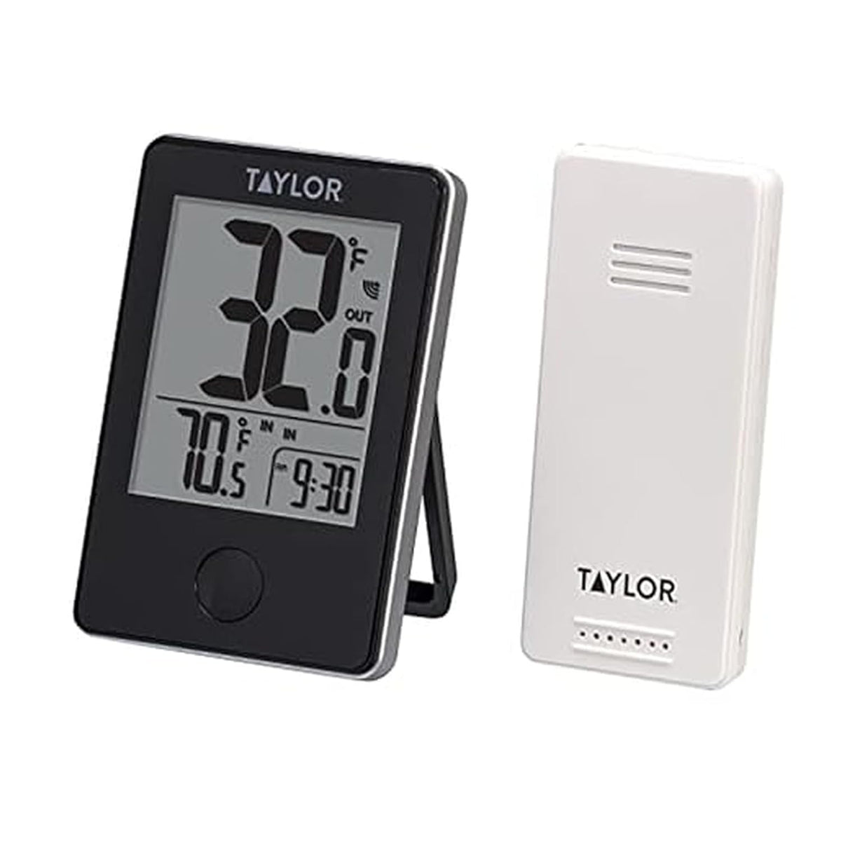 Taylor In/Out Wireless Thermometer with Remote Sensor and Clock