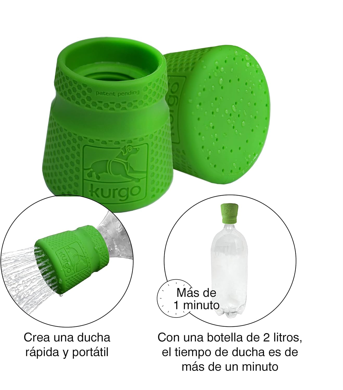 Kurgo Mud Dog Travel Shower | Turns Any Bottle into a Portable Shower, Food-Grade Silicone Sprayer, Dishwasher Safe, for Camping & Hikes, Fits 16 Oz - 2L