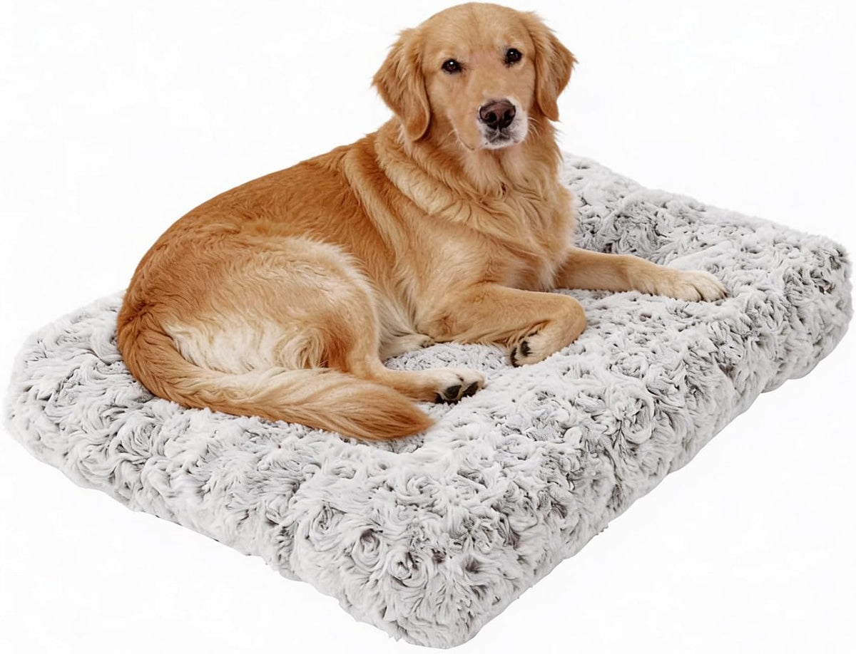 Large Dog Crate Bed Mat, Washable Plush Pad for Large Breeds