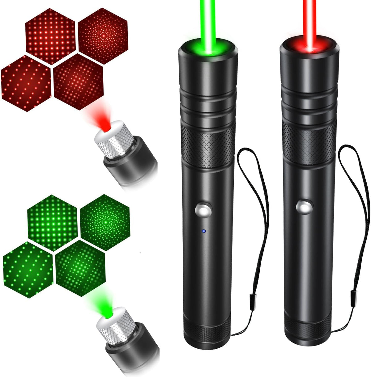 MIPREZT [2 Packs Green+Red] Rechargeable Laser Pointer High Power Green Red Beam Laser Light Long Distance Range for TV/LED/LCD Screens Tactical Flashlights Presentation Office/Outdoors/Astronomic