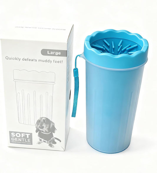 Extra Large Dog Paw Cleaner Cup with Soft Rubber Bristles, Detachable Portable Paw Washer for Medium and Large Dogs, Blue