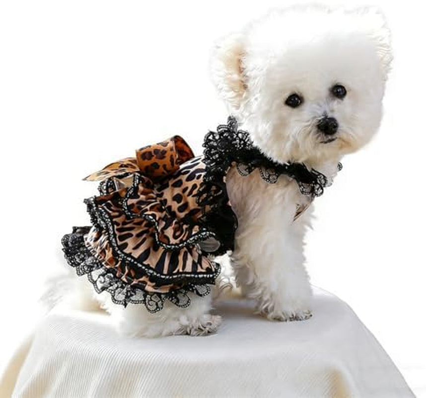 Dog Lace Leopard Print Dress Summer Autumn Cat Suspender Skirt, XL