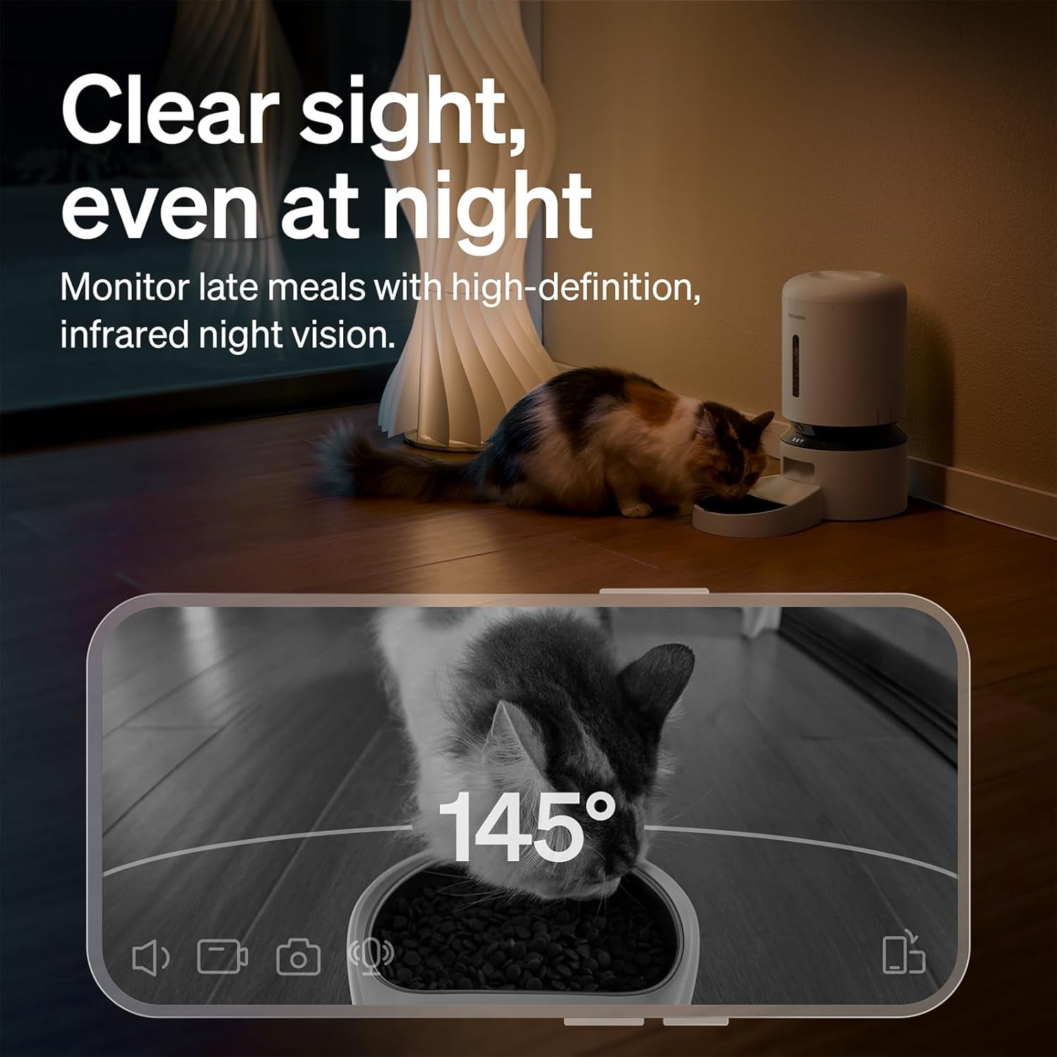 PETLIBRO Automatic Cat Feeder with Camera, 1080P HD & Night Vision, 5Ghz/2.4Ghz Wifi & Cam Smart Pet Feeder with App Control, 2-Way Audio, Motion Alerts for Cats & Dogs, Stainless Steel Single Tray