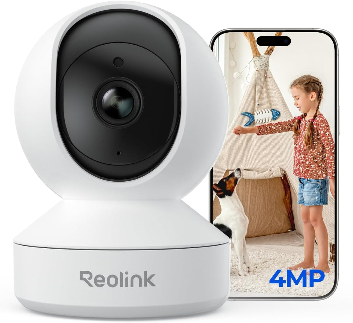 REOLINK 4MP 2K Indoor Camera E1, Plug-In Wifi 6 Security Camera