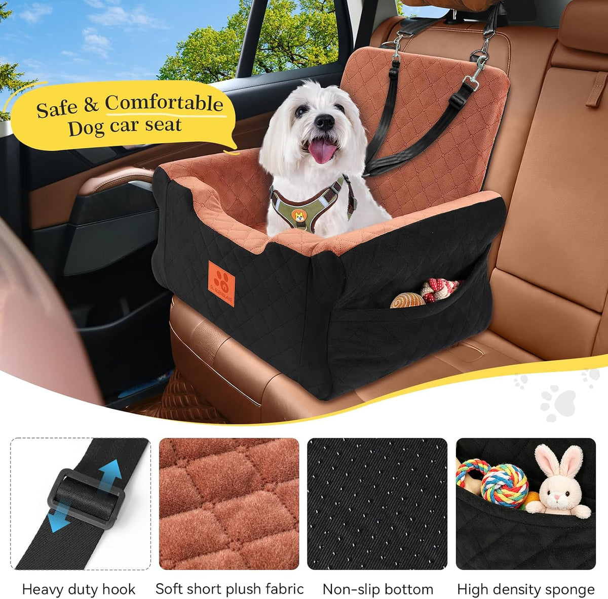 NEEZUKAR Dog Car Seat for Small Medium Dogs,Dog Booster Seat under 35 Lbs