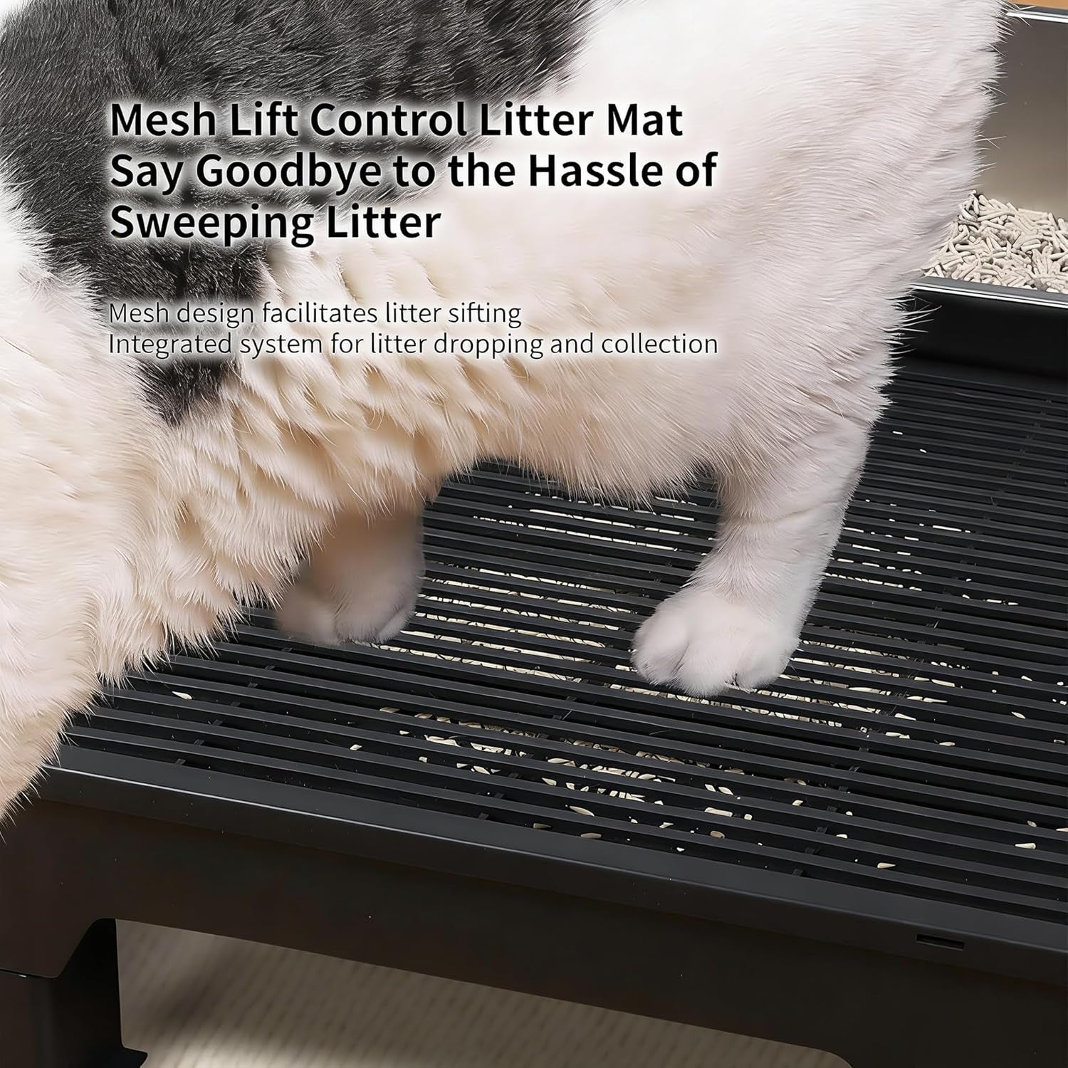 PAKEWAY Cat Ramp for Litter Box – Adjustable Elevated Cat Step for Senior Cats, Kittens & Small Pets – Fits Automatic & High-Sided Litter Boxes – Non-Slip, Easy to Clean Litter Box Ramp