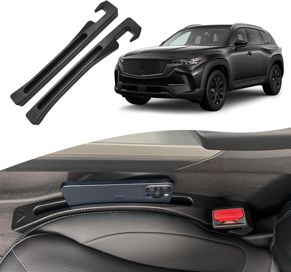 Seat Gap Filler for Mazda CX50 CX-50 2024-2026, Car Seat Gap Filler Organizer Stop Things from Dropping Customized Interior Accessories for Mazda, Black Pack of 2